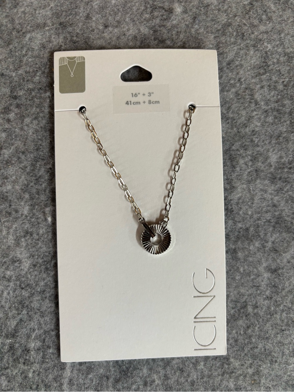 Icing Silver Sunburst Disc Necklace - Silver
